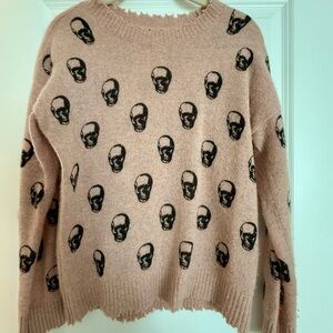 Catherine Malandrino Pink Skull Pattern Sweater